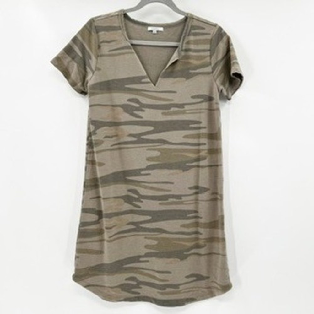 Z SUPPLY Camouflage T Shirt Dress Short Sleeve V Neck Women Size Small